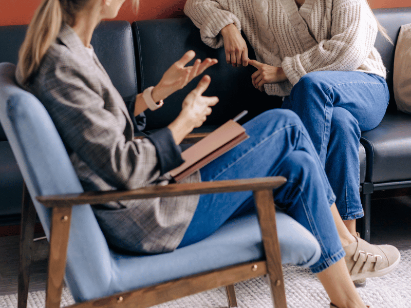 two people in counselling office